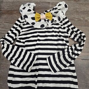 Bang Bang Ganni Black and White Striped Top with Polka Dot Collar